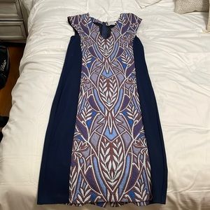 Anthropologie HD in Paris Midi Shift Dress Blue Size M